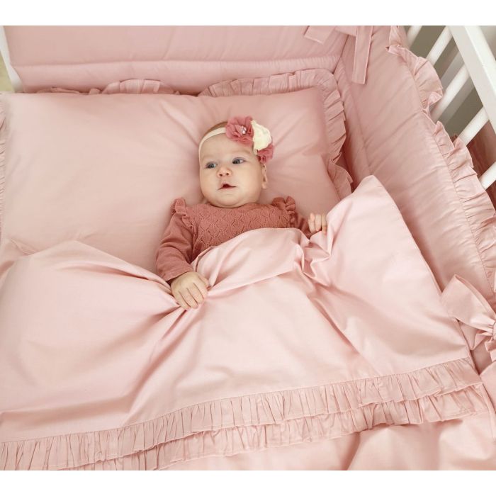 Patalynė kūdikiams su apsaugėlėmis, paklode  "Royal powder pink" 