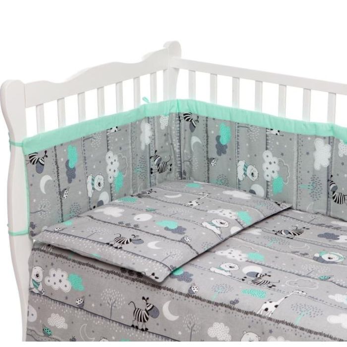 Patalynė kūdikiams su apsaugėlėmis "Safari"  pilkos spalvos