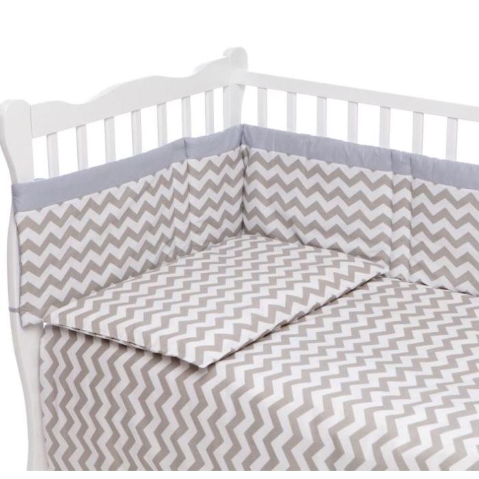 Patalynė kūdikiams su apsaugėlėmis "Zigzag" pilkos spalvos