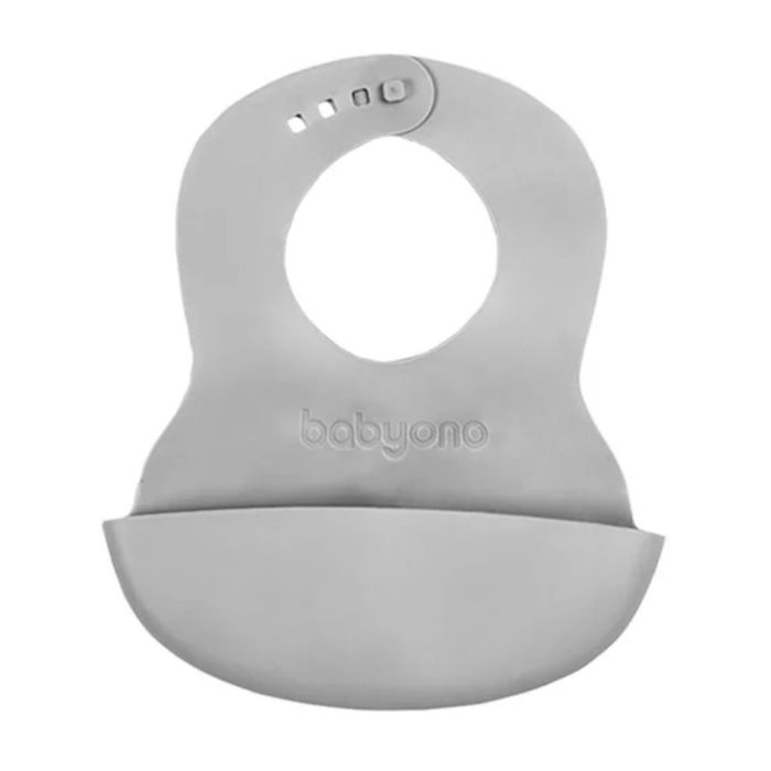 Minkštas seilinukas kūdikiui su reguliuojamu užsegimu, pilkas