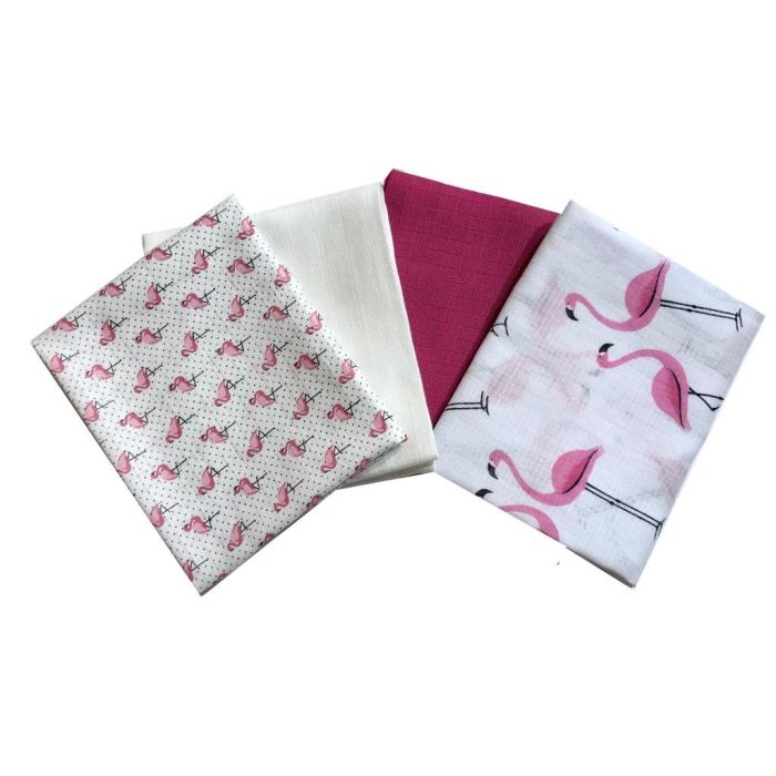 Vystyklai kūdikiui - 4 dalių komplektas "LOVELY Flamingo"