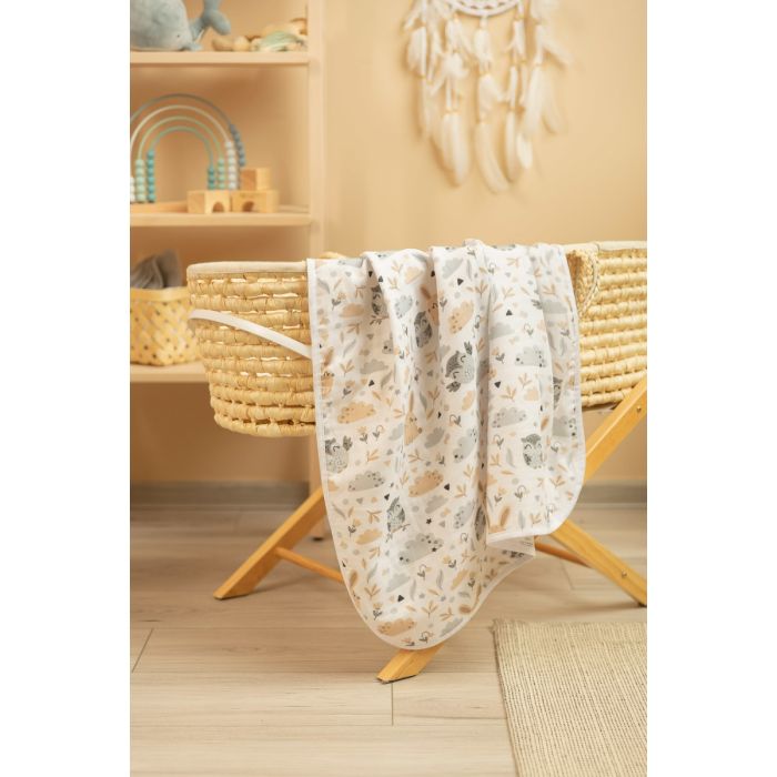 Muslino pledukas kūdikiui "Light owl" 80x100 cm 