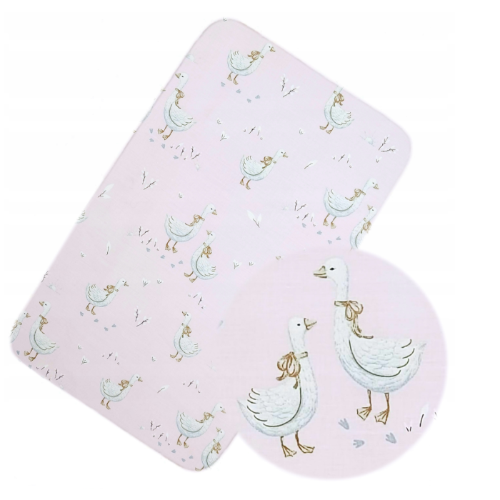 Paklode kūdikiui su guma 60x120 "Golden goose pink"- medvilninė