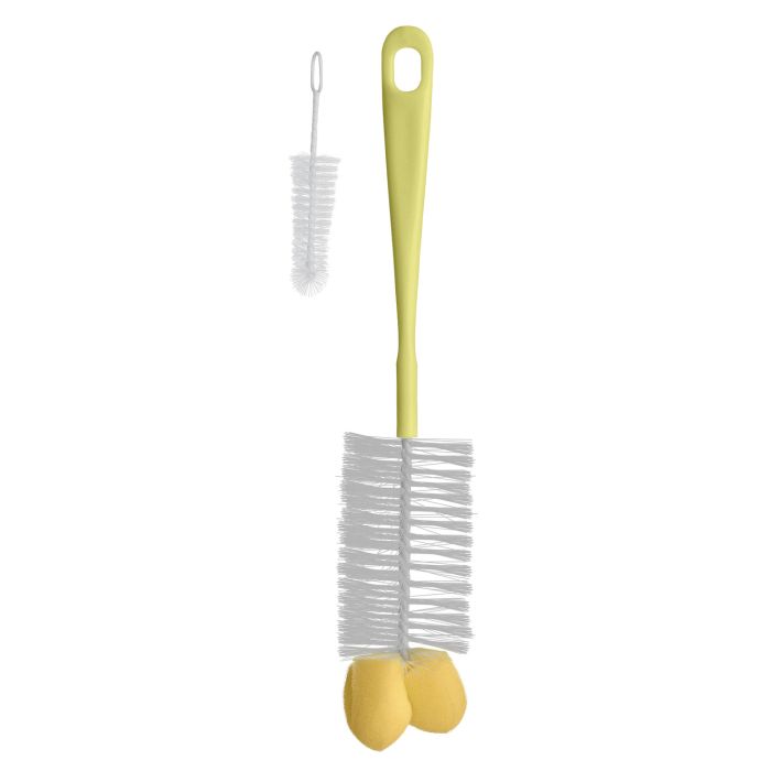 Šepetys buteliukų ir žindukų plovimui su kempinėle geltonas