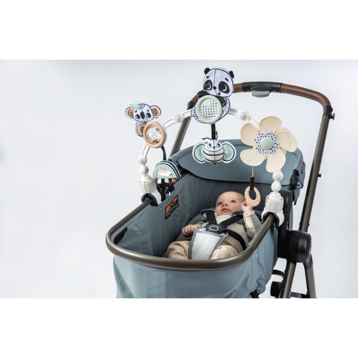 Tiny Love žaislas lankas vežimėliui juoda balta