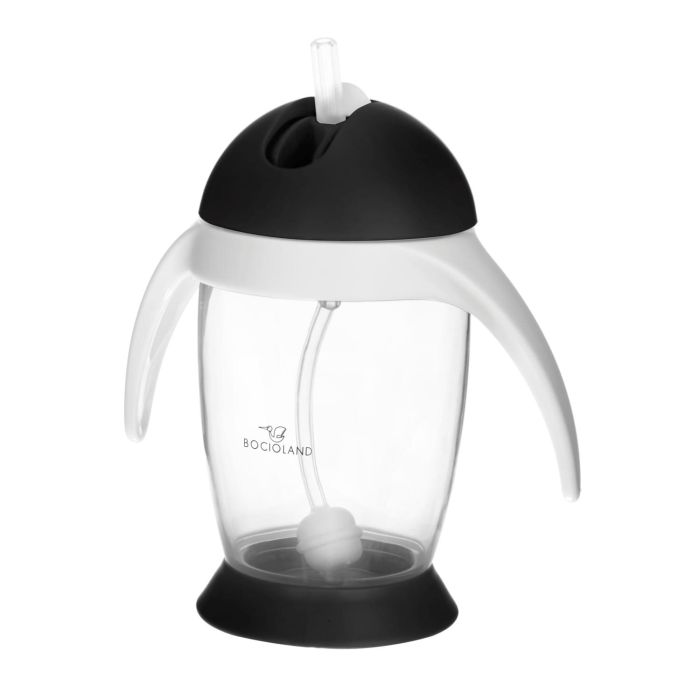 Bocioland puodelis su šiaudeliu juodas BOC0542