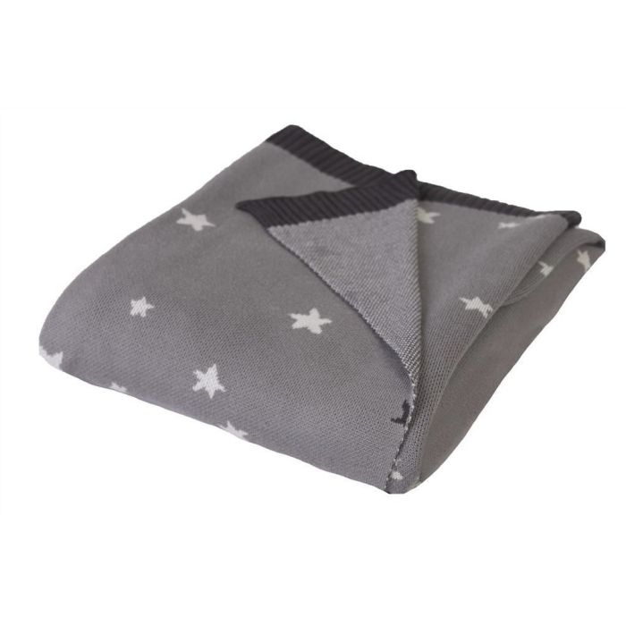 Megztas  bambukinis pledukas kūdikiui "Stars" 100x80 pilkas