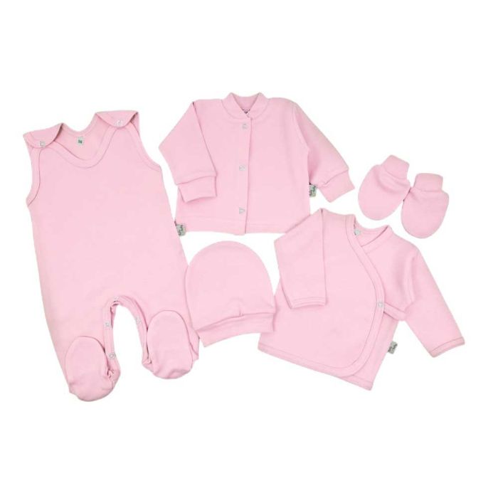 Kūdikio kraitelis - drabužėliai naujagimiui "Blank baby pink" 5 dalių