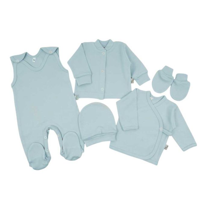 Kūdikio kraitelis - drabužėliai naujagimiui "Blank mint" 5 dalių