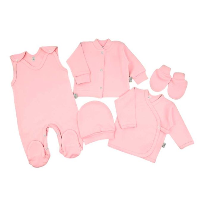 Kūdikio kraitelis - drabužėliai naujagimiui "Blank candy pink" 5 dalių