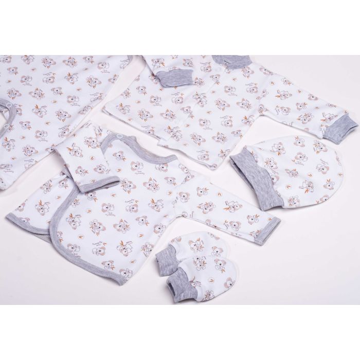 Kūdikio kraitelis - drabužėliai naujagimiui "Koala" 5 dalių pilkas