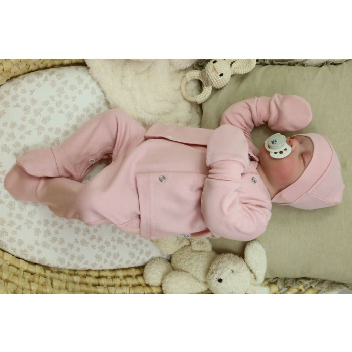Kūdikio kraitelis - drabužėliai naujagimiui "Blank pale rose" 5 dalių