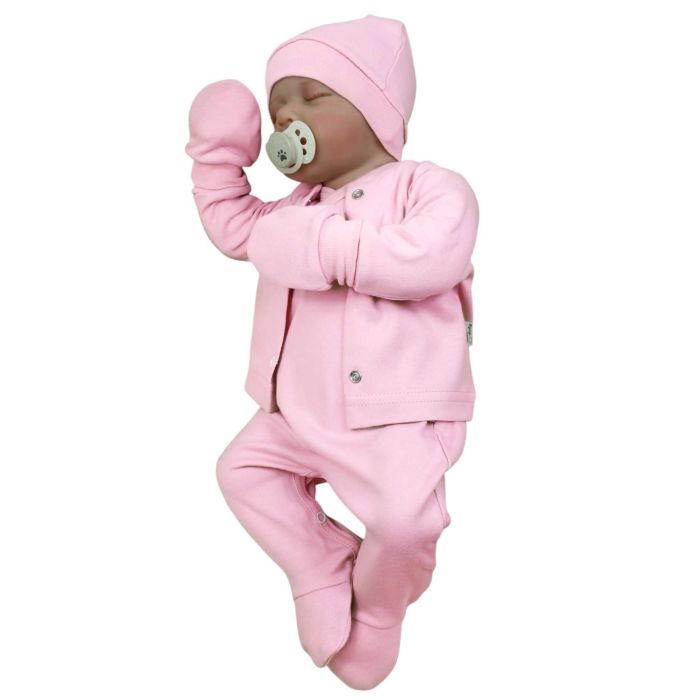 Kūdikio kraitelis - drabužėliai naujagimiui "Blank baby pink" 5 dalių