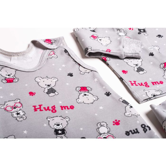 Kūdikio kraitelis - drabužėliai naujagimiui "Hug me" 5 dalių pilkos spalvos