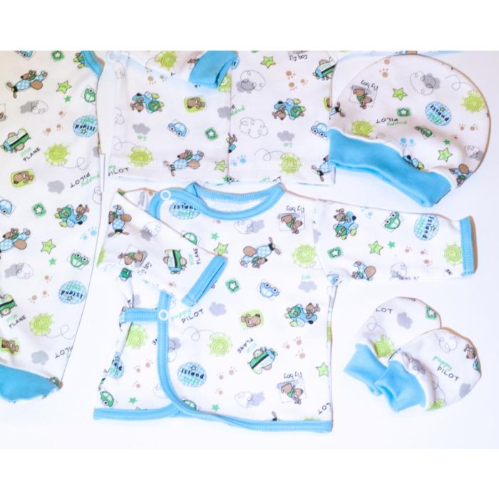 Kūdikio kraitelis - drabužėliai naujagimiui "Pilot" 5 dalių mėlynas