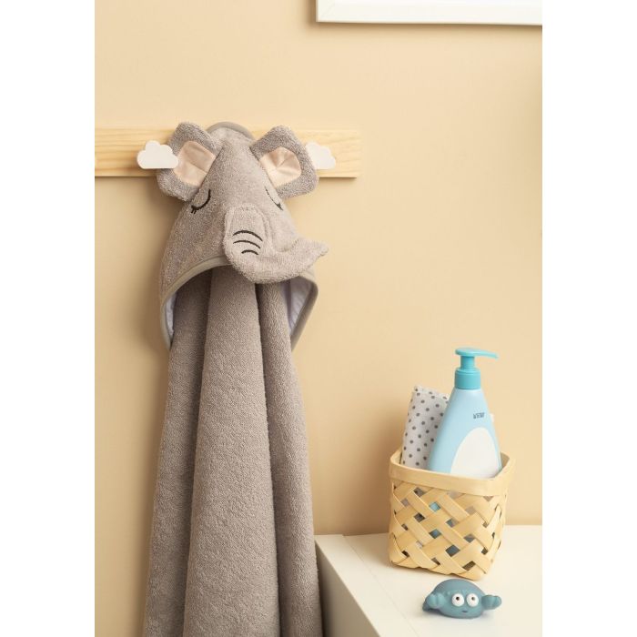 3D Rankšluostis kūdikiui "Elephant" su gobtuvu 100x100cm "frotte" 