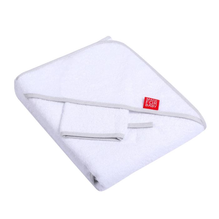 Rankšluostis kūdikiui su maudymo pirštyne "Blank" 80x80 cm baltas su pilku