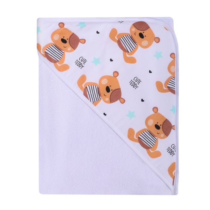 Rankšluostis kūdikiui "Cute teddy" su gobtuvu 80x80 cm "frotte" 