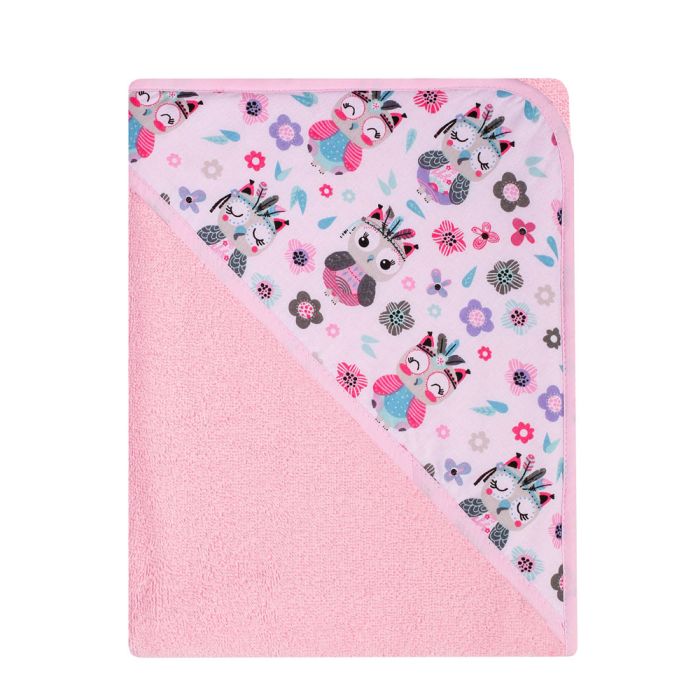 Rankšluostis kūdikiui "Owl" su gobtuvu 80x80 cm "frotte" 