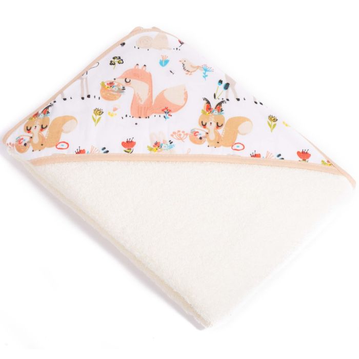 Rankšluostis kūdikiui "Best friends" su gobtuvu 100X100 cm