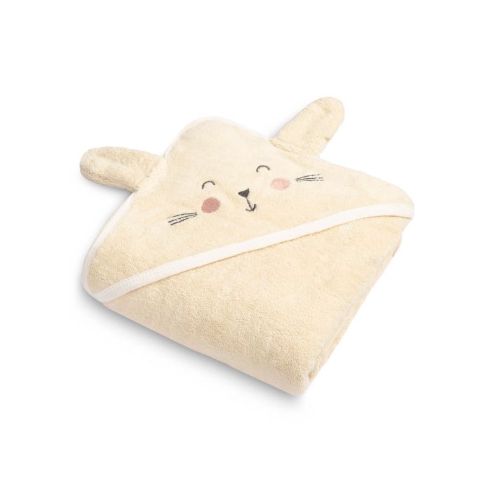 Rankšluostis kūdikiui "BUNNY" su gobtuvu 90X90 cm ecru