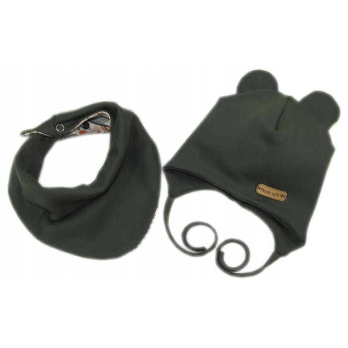 Kepurytė ir kaklaskarė kūdikiui "Love" - KHAKI