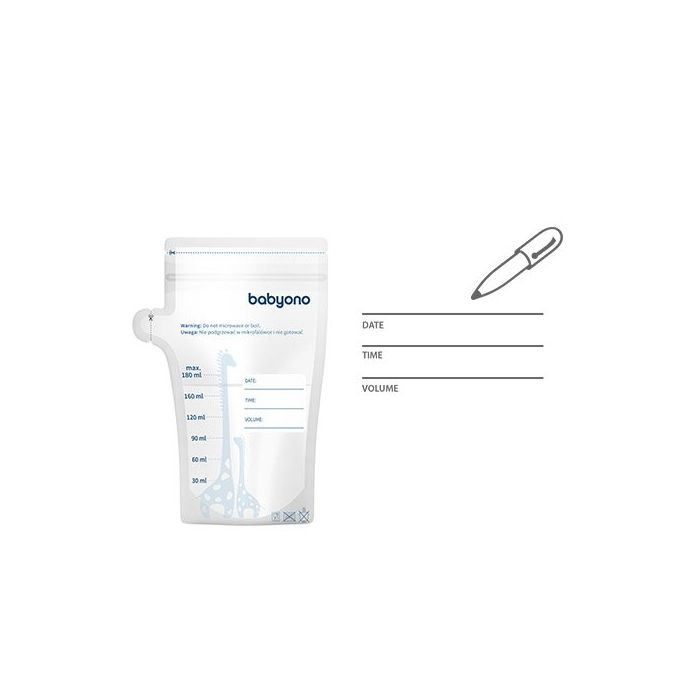 BabyOno maišeliai motinos pienui laikyti užšaldyti 30 vnt.x180 ml, 1084