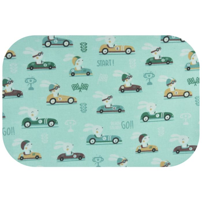 Daugkartinis neperšlampamas paklotas 45x55cm "Bunny go mint"