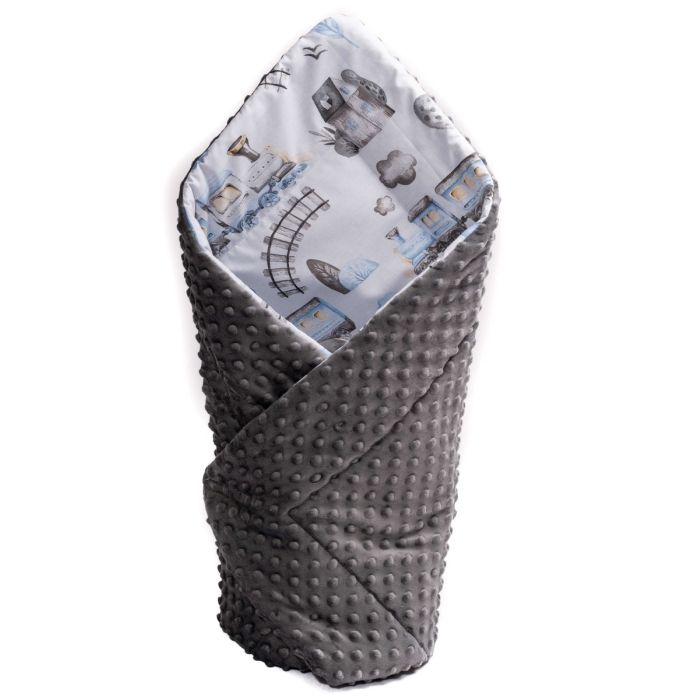 Dvipusis vokelis kūdikiui "Trains" pilkas