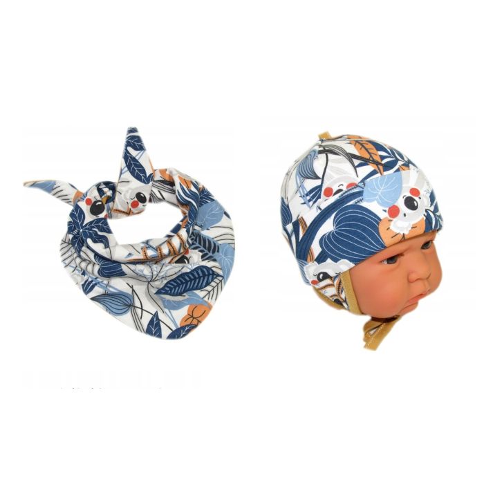 Kepurytė ir kaklaskarė kūdikiui "Cosy" - tropics navy