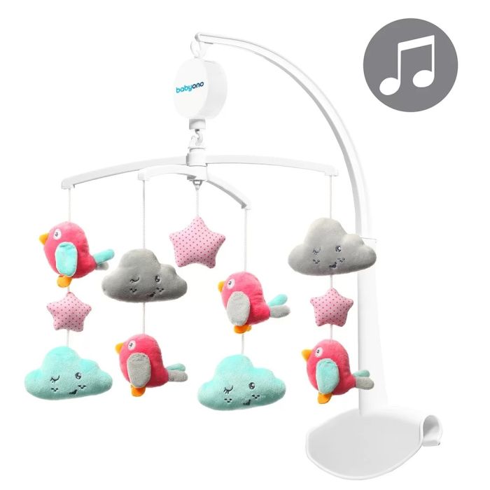 Muzikinė karuselė kūdikiui "Birds" su minkštais žaislais