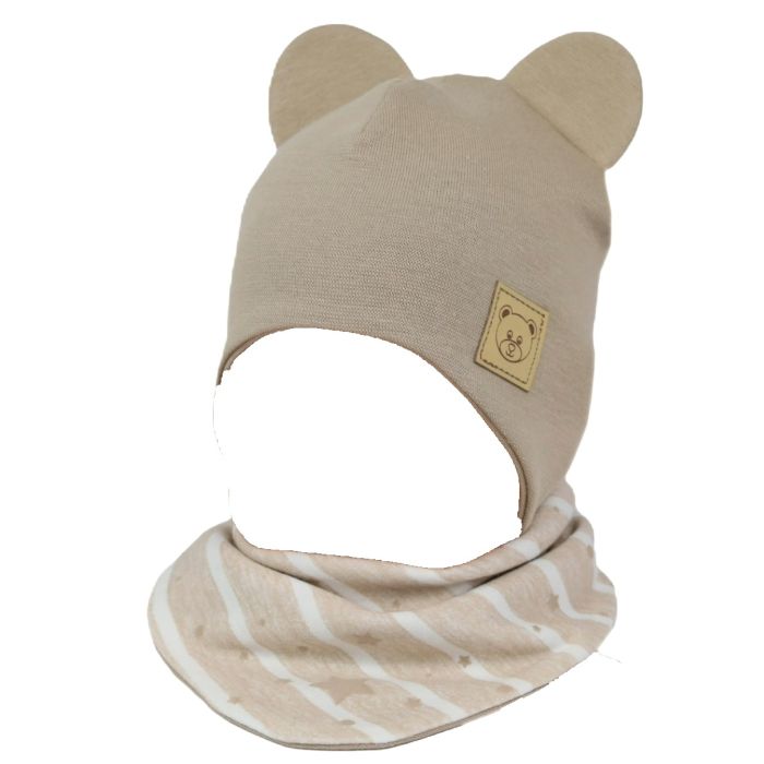 Kepurytė ir kaklaskarė kūdikiui "Galaxy beige" 