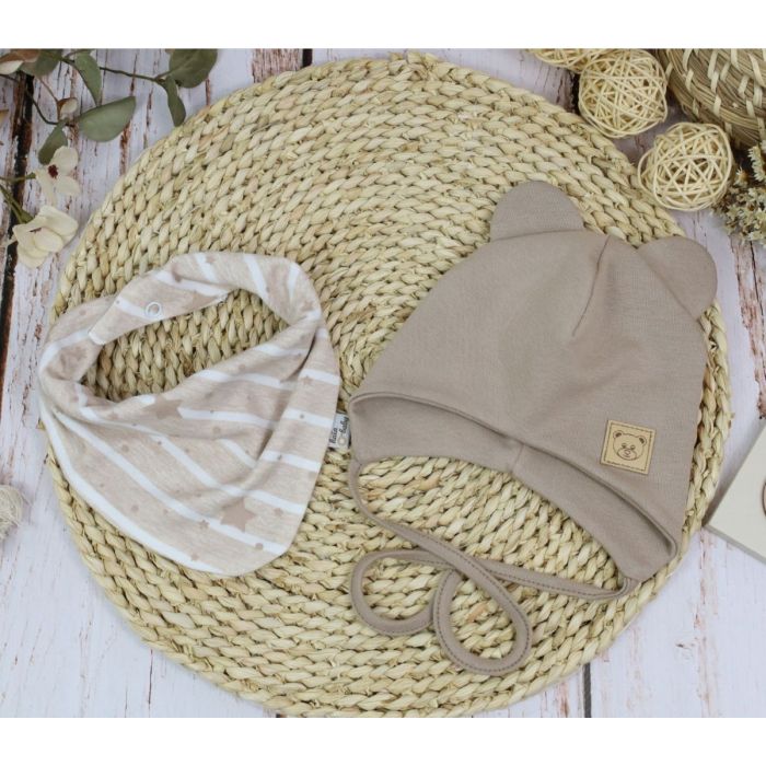 Kepurytė ir kaklaskarė kūdikiui "Galaxy beige" 