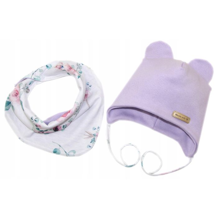 Kepurytė ir kaklaskarė kūdikiui "Love" - Violet