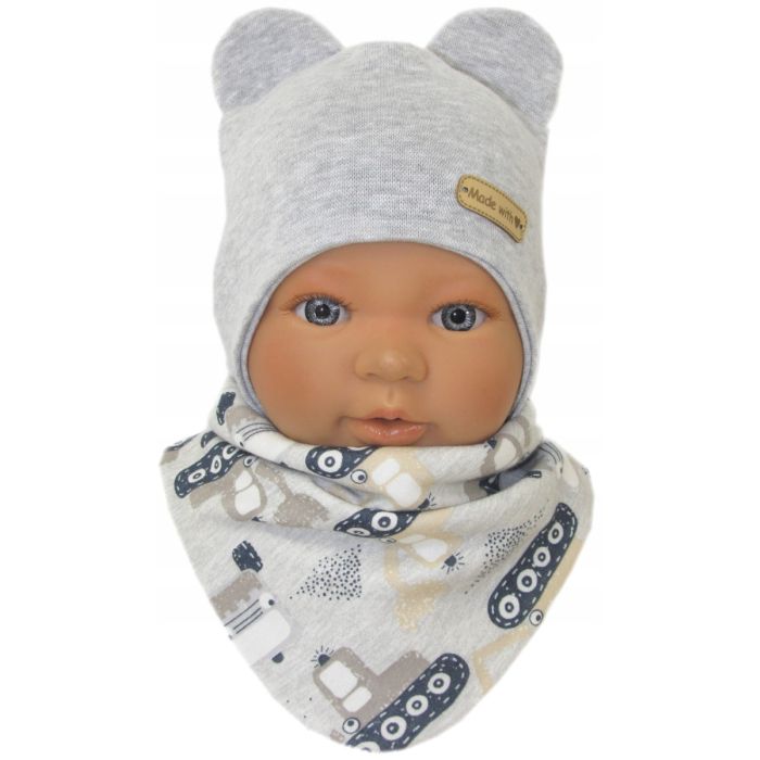 Kepurytė ir kaklaskarė kūdikiui "Love" - Grey
