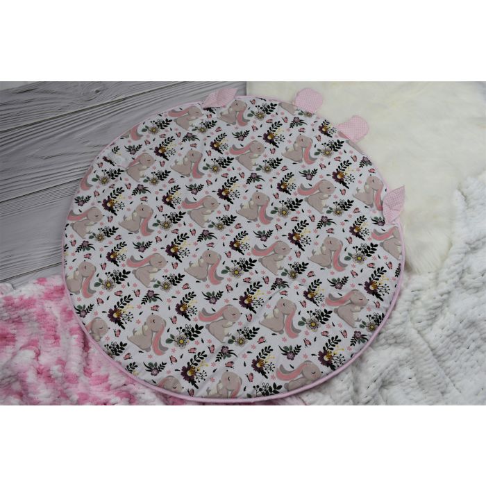Vokelis - kilimėlis 2in1 kūdikiui "Bunny&Flowers" skersmuo 88 cm