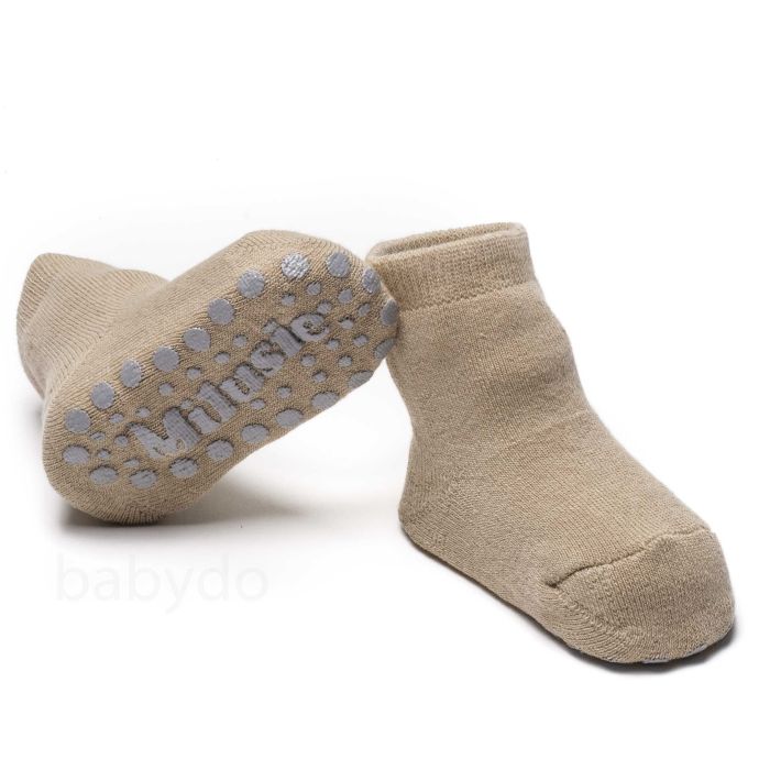 Medvilninės kojinytės kūdikiui Beige with ABS