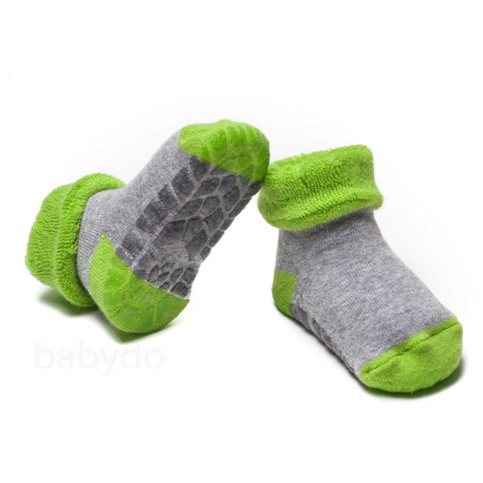 Frotinės kojinytės kūdikiui  Grey-green "Silicon grip"