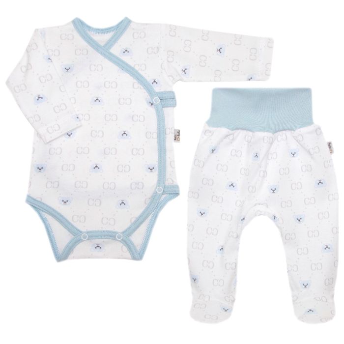 Drabužėliai kūdikiui "Bear glamour mint" balti 2 dalių 