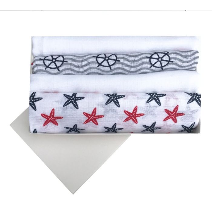 Vystyklų rinkinys kūdikiams iš marlės "Star fish"