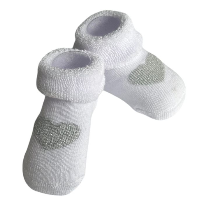 Frotinės kojinytės kūdikiui 0-6mėn Hearts white