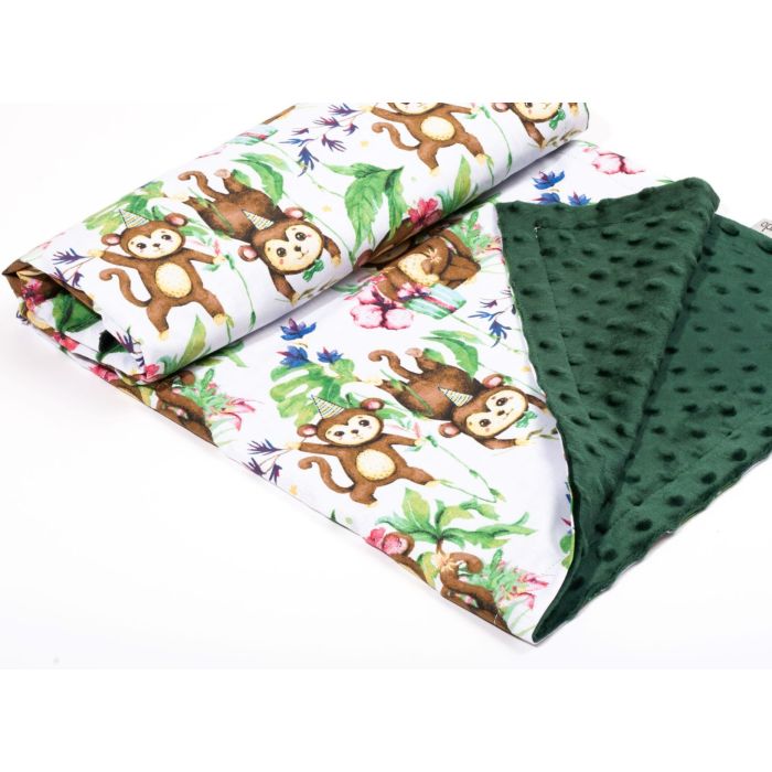 Pledas kūdikiui "Monkey's fiesta" 100x75cm  žalias