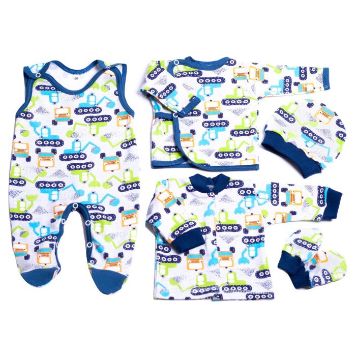 Kūdikio kraitelis - drabužėliai naujagimiui "Cars" 5 dalių melsvas
