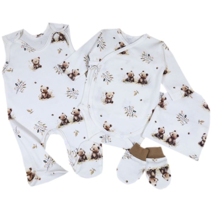 Kūdikio kraitelis - drabužėliai naujagimiui "Little bears" 4 dalių