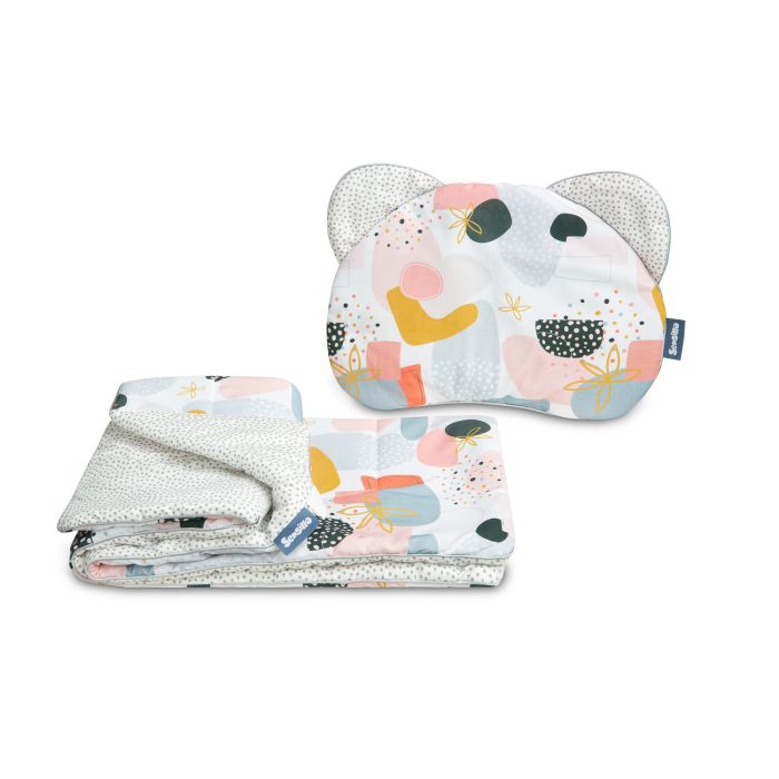 Komplektas kūdikiui "Art by dots" pledas 56x76 cm ir pagalvė 36x28 cm 