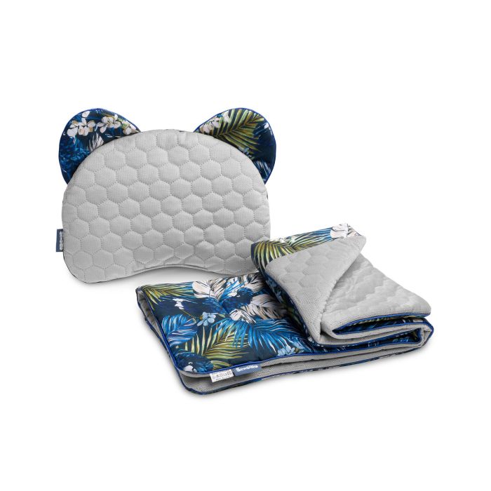 Komplektas kūdikiui "Parrots" pledas 56x76 cm ir pagalvė 36x28 cm 