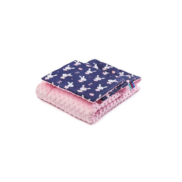 Komplektas "Pink rabbits" pledas 100x75cm ir 35x25 pagalvė 