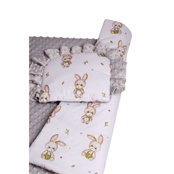 Komplektas vežimėliui "Cotton tail" su pilku minky 