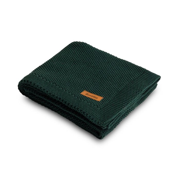 Megztas pledukas kūdikiui "Mama" 100x80 tamsiai žalias