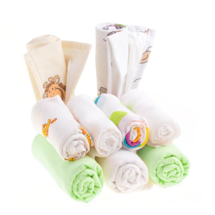 Naujagimio vystyklų komplektas 9 dalių žalios sp.